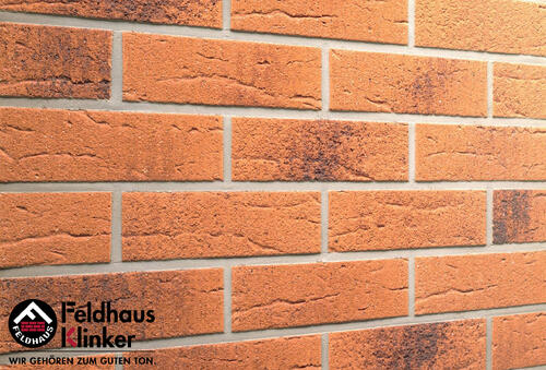 Купить клинкерные термопанели с плиткой Feldhaus Classic R228 terracota rustico carbo